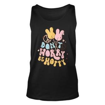 Retro Groovy Easter Bunny Happy Easter Dont Worry Be Hoppy Unisex Tank Top | Mazezy CA