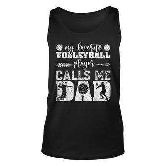 Retro My Favorite Volleyball Player Calls Me Dad Fathers Day Unisex Tank Top - Thegiftio UK