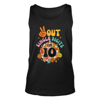 Retro Peace Out Single Digits Im 10 Year Old 10Th Birthday Unisex Tank Top | Mazezy
