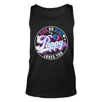Retro Pink Or Blue Pappy Loves You Baby Gender Reveal Unisex Tank Top - Seseable