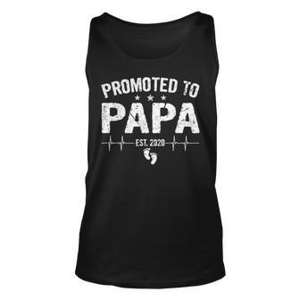 Retro Promoted To Papa Est 2020 Fathers Day New Grandpa Unisex Tank Top - Seseable