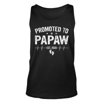 Retro Promoted To Papaw Est 2020 Fathers Day New Grandpa Unisex Tank Top - Seseable
