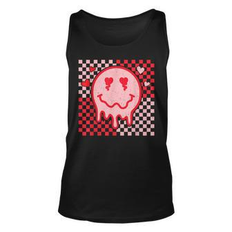 Retro Smile Face Checkered Valentine Heart Valentines Day Unisex Tank Top - Seseable