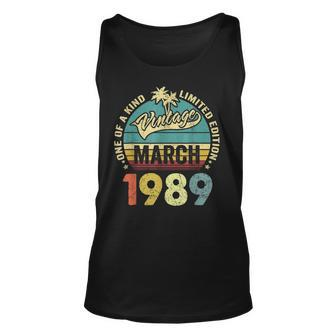 Retro Vintage 34Th Birthday Awesome Since March 1989 Unisex Tank Top - Seseable