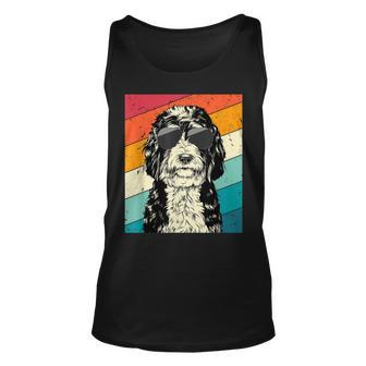 Retro Vintage Bernedoodle With Sunglasses Dog Lovers Unisex Tank Top - Seseable