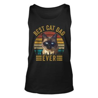 Retro Vintage Best Cat Dad Ever Fathers Day Siamese Cat V2 Unisex Tank Top - Seseable
