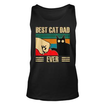 Retro Vintage Best Cat Dad Ever Funny Cat Dad Fist Pump Unisex Tank Top - Seseable