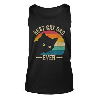Retro Vintage Best Cat Dad Ever Funny Cat Daddy Fathers Day Unisex Tank Top - Seseable