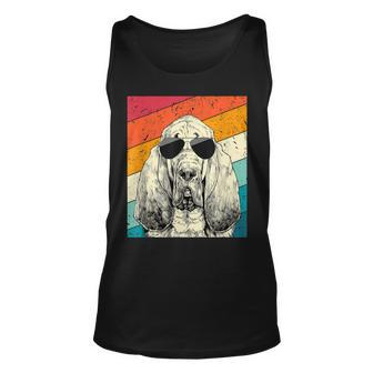 Retro Vintage Bloodhound With Sunglasses Dog Lovers Unisex Tank Top - Seseable