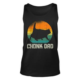 Retro Vintage Style Funny Fat Daddy Cat Meme Chonk Cat Dad Unisex Tank Top - Seseable
