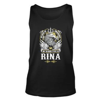 Rina Name - In Case Of Emergency My Blood Unisex Tank Top - Seseable