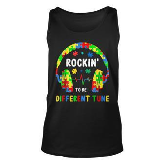 Rockin To A Different Tune Headphone Autism Awareness Boys Unisex Tank Top | Mazezy