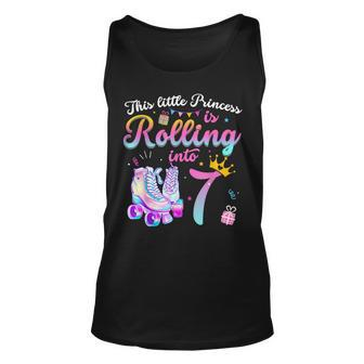 Roller Skate 7Th Birthday 7 Year Old Girl Party Outfit Unisex Tank Top | Mazezy