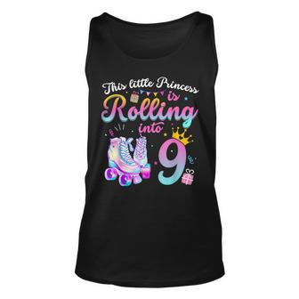 Roller Skate 9Th Birthday 9 Year Old Girl Party Outfit Unisex Tank Top | Mazezy