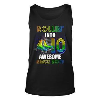Rollin Into 10 Awesome 2013 Roller Skating 10Th Birthday Unisex Tank Top | Mazezy