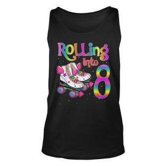 Rolling Into 8 Years Lets Roll Im Turning 8 Roller Skate Unisex Tank Top | Mazezy