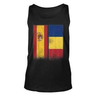 Romanian Flag Spain And Romania Proud Flags Unisex Tank Top | Mazezy