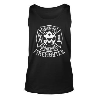 Save Water Shower With A Firefighter - Funny Firefighter Unisex Tank Top | Mazezy