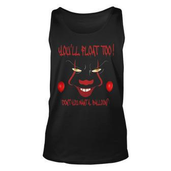 Scary Clown Face Horror Halloween Costume Youll Float Too Unisex Tank Top - Seseable