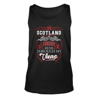 Scotland Blood Runs Through My Veins Unisex Tank Top - Seseable