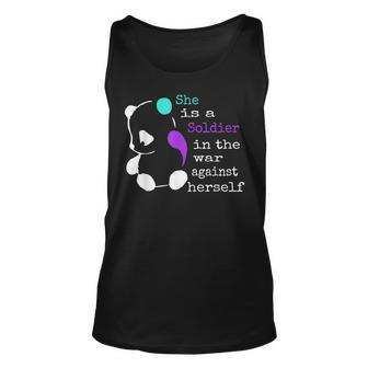 She Is A Soldier Semicolon Gift Suicide Prevention Awareness Unisex Tank Top - Seseable