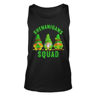 Shenanigans Squad Funny St Patricks Day Gnome Shamrock Irish Unisex Tank Top - Seseable