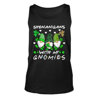Shenanigans With My Gnomies Shamrock Happy St Patricks Day Unisex Tank Top | Mazezy