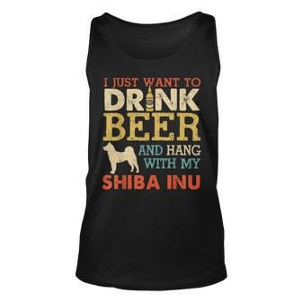 Shiba Inu Dad Drink Beer Hang With Dog Funny Men Vintage Unisex Tank Top - Seseable