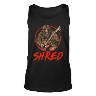 Shred Squatch Bigfoot Heavy Metal Electric Guitar Rock Unisex Tank Top | Mazezy