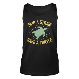 Skip A Straw Save A Turtle Reduce Reuse Recycle Earth Day Unisex Tank Top - Seseable