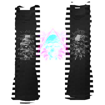 Skull Vaporwave Retrowave Aesthetic Synthwave 80S Palm Tree Tank Top | Mazezy