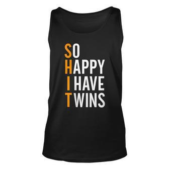 So Happy I Have Twins Baby Pregnancy Announcement Dad Father Tank Top | Mazezy