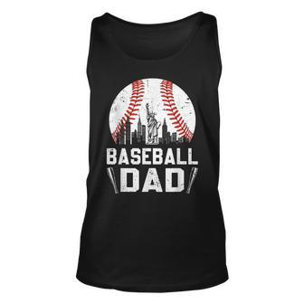 Softball Baseball Dad Retro Vintage Gift Ball Fathers Day Unisex Tank Top | Mazezy