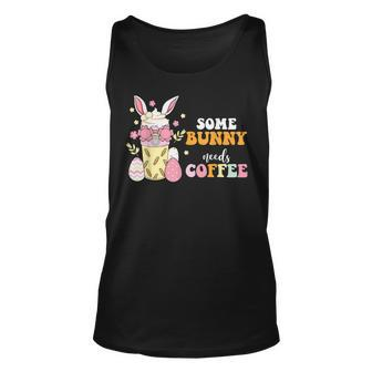 Some Bunny Needs Coffee Funny Rabbit For Easter Day Unisex Tank Top | Mazezy