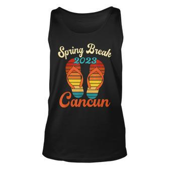 Spring Break Cancun Mexico Beach 2023 Vintage Flip Flops Unisex Tank Top - Seseable