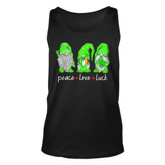 St Patricks Day Gnome Peace Love Luck Heart Shamrock Funny Unisex Tank Top - Thegiftio UK