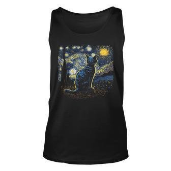 Starry Night Inspired Cat Gifts Funny Cat Unisex Tank Top | Mazezy