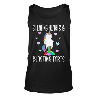 Stealing Hearts And Blasting Farts Funny Unicorn Unisex Tank Top - Seseable