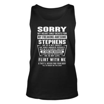 Stephens Name Gift Sorry My Heartly Beats For Stephens Unisex Tank Top - Seseable