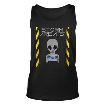 Storm Squad Area 51 Cute Sweet Funny Alien Help Me Adorable Unisex Tank Top | Mazezy