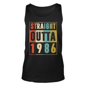 Straight Outta 1986 37 Years Old 37Th Birthday Retro Unisex Tank Top - Seseable