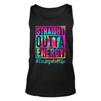 Straight Outta Energy Tie Dye Groovy Counselor Life Unisex Tank Top - Thegiftio UK