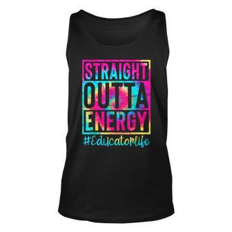 Straight Outta Energy Tie Dye Sunglasses Educator Life Unisex Tank Top | Mazezy