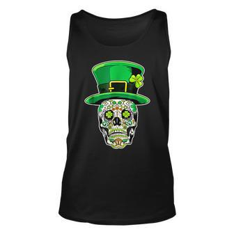 Sugar Skull Happy St Patricks Day Of Dead Unisex Tank Top - Seseable