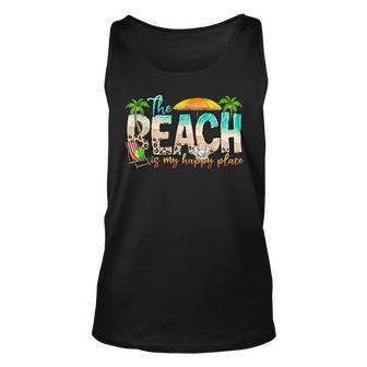 Summer My Happy Place Is The Beach Summer Vibes Unisex Tank Top | Mazezy