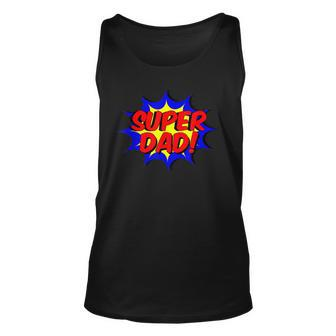 Mens Super Dad Comic Book Style Fathers Day Superhero Shirt Tank Top | Mazezy