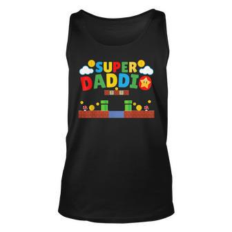 Super Dad Funny Dad Fathers Day Gamer Daddy Super Daddio Unisex Tank Top - Thegiftio UK