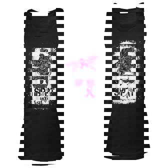 Support Squad Messy Bun Pink Warrior Breast Cancer Awareness V2 Tank Top | Mazezy