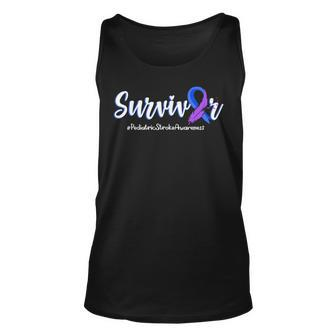 Survivor Feather Ribbon Pediatric Stroke Unisex Tank Top | Mazezy