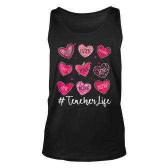 Sweet Hearts Teach Love Inspire Valentines Day Teacher Life Unisex Tank Top - Seseable